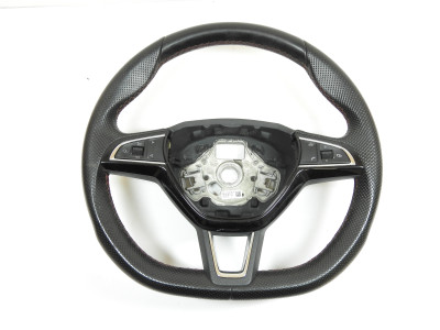 Volant tříramenný, kůže, červené prošití Škoda Fabia III 3 NJ 6V Monte Carlo, Rapid NH  5JA419091AE