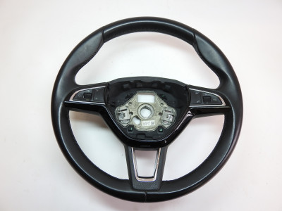 Volant multifiunkční tříramenný, kůže Škoda Fabia III 3 NJ 6V, Octavia III 3 5E, Rapid NH 5JA, Superb III 3 3V 3V0419091L 5E0419685A