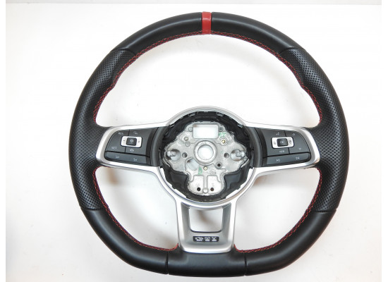 Volant multifunkční tříramenný, kůže, pádla, červené prošití Volkswagen Golf VII 7 5G GTI 5G0419091