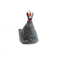 Hlavice řadící páky s manžetou s rámečkem červené prošití Seat Leon 5F 5F1711113