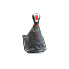 Hlavice řadící páky s manžetou s rámečkem červené prošití Seat Leon 5F 5F1711113