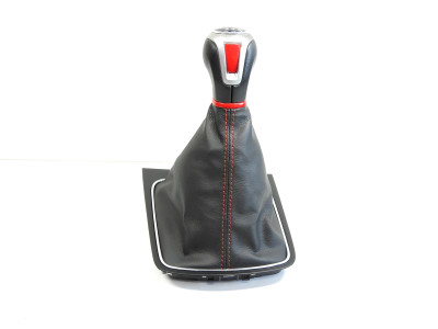 Hlavice řadící páky s manžetou s rámečkem červené prošití Seat Leon 5F 5F1711113