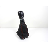 Hlavice řadící páky s manžetou, kůže, červené prošití Škoda Rapid 